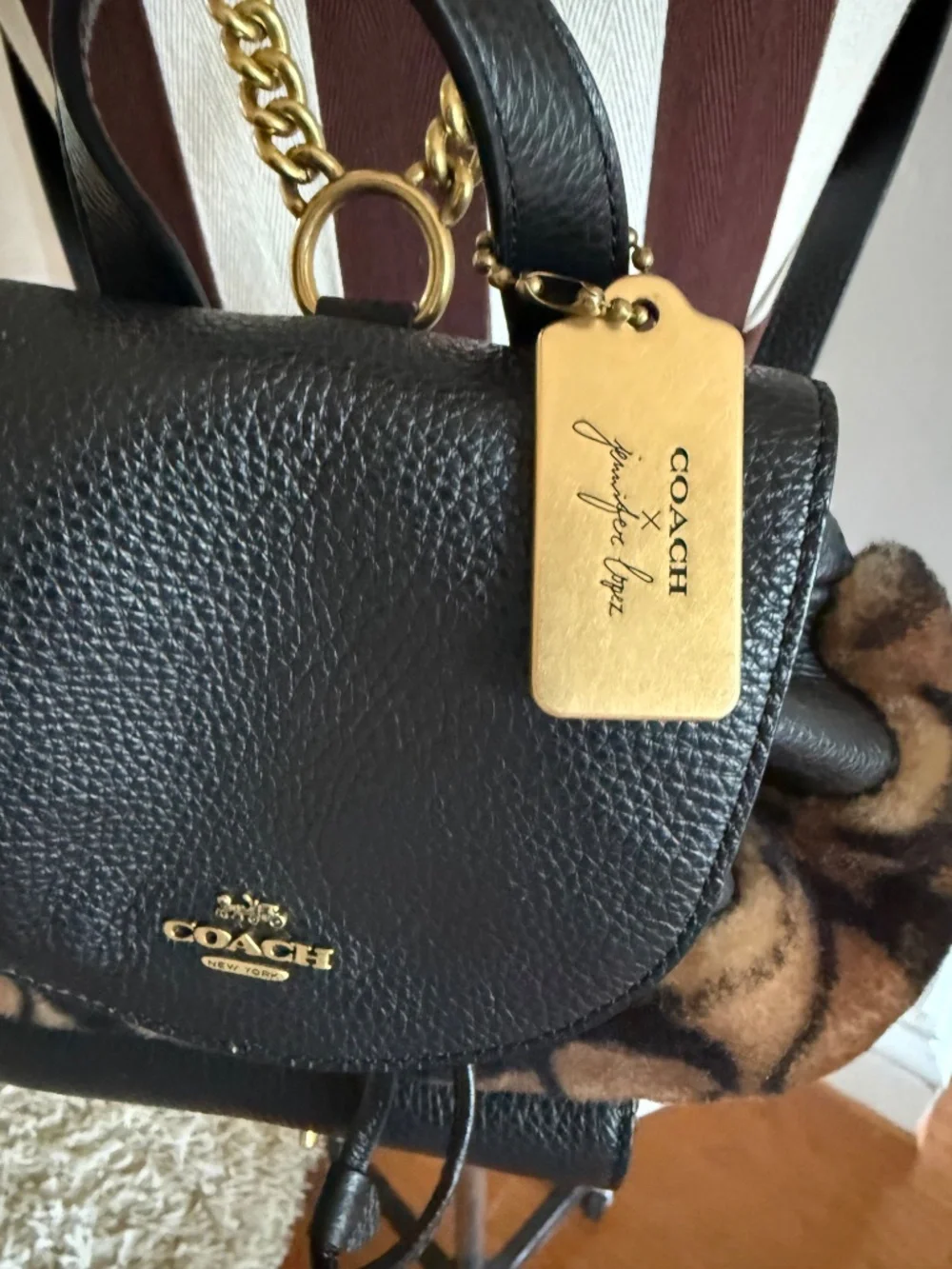 Coach X Jennifer Lopez Pennie 22 In Signature Shearling Chain Strap Backpack